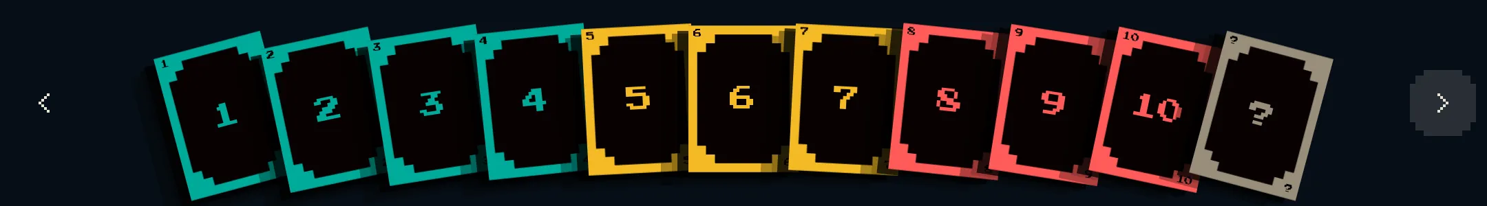 Linear deck cards showing values 1 through 10 plus ?