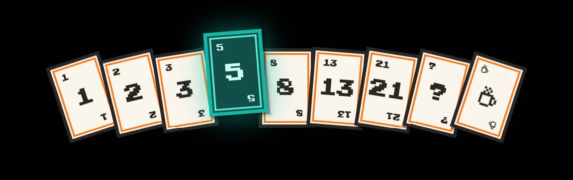 Close-up of voting card deck at the bottom of the screen