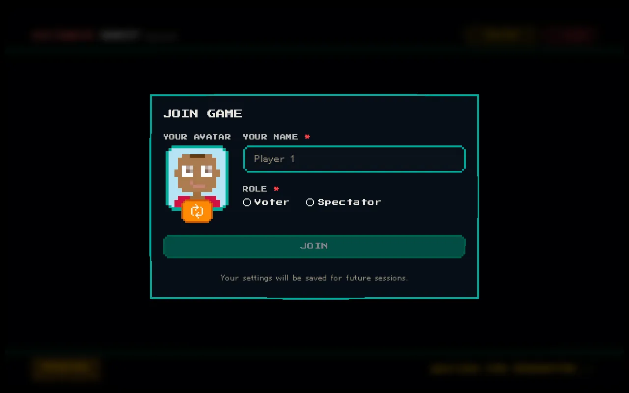 Join modal with avatar, name, role, and group selection